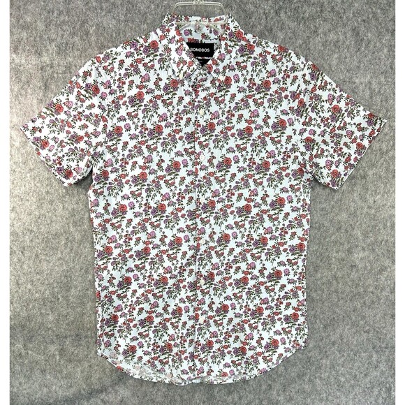 Bonobos Men's Floral Button Up Shirt Size S Short Sleeve Slim Fit Blue Red - Picture 1 of 8